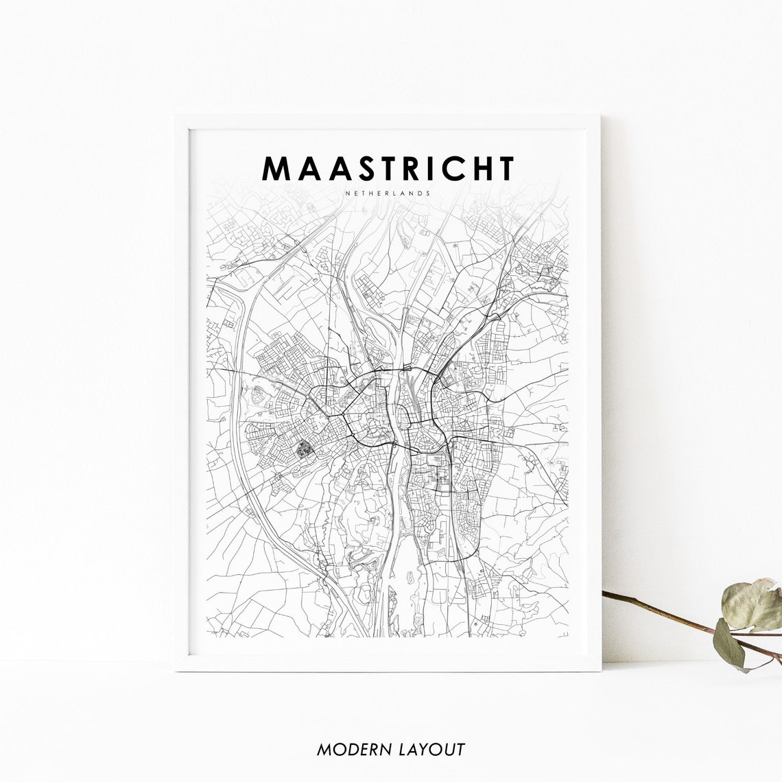Maastricht Netherlands Minimalist Street Map Line Art Wall Poster