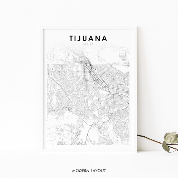 Tijuana Mexico City Street Map Modern Minimalist Wall Poster