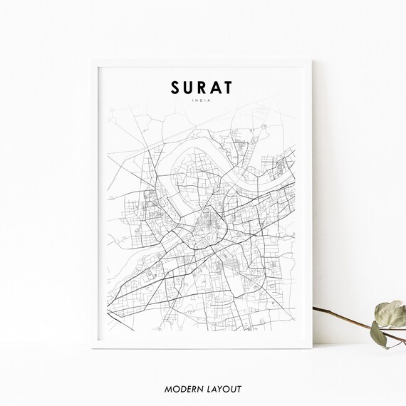 Surat India Minimalist City Street Map Chic Modern Layout Poster
