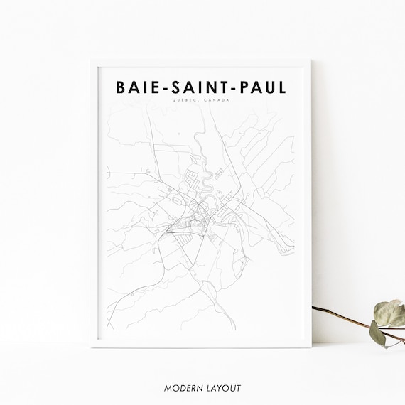 Baie Saint Paul Quebec Canada City Street Map Minimalist Wall Art