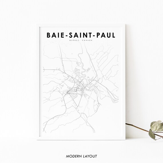 Baiesaintpaul Map Print Qc Canada Art Poster Qubec City Street Road Nursery Room Wall Office Decor