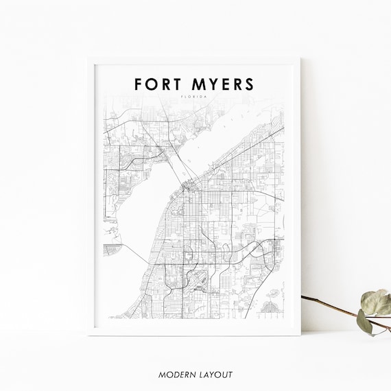 Fort Myers Fl Print Florida Usa Map Art Poster Ft Cape Coral City Street Nursery Room Wall Office Decor