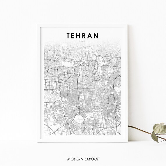 Tehran Iran Map Print Teheran Art Poster Tehrn Irn City Street Road Nursery Room Wall Office Decor