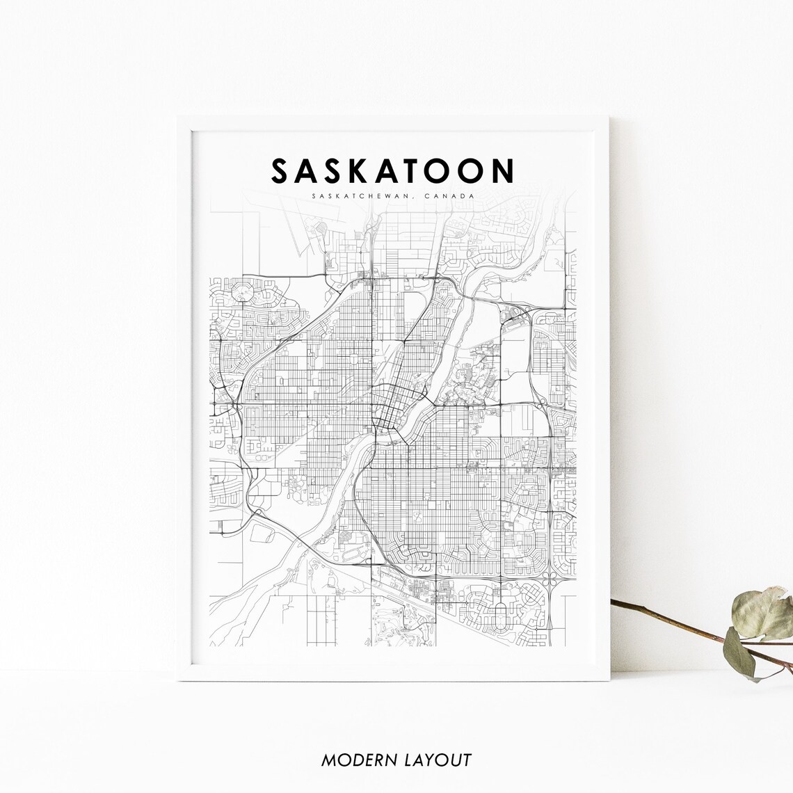 Saskatoon Saskatchewan Map Poster, Nursery Room Decor