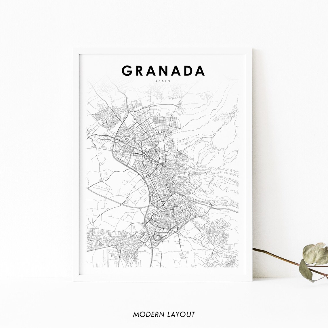 Granada Spain Map Print, Andalusia City Poster