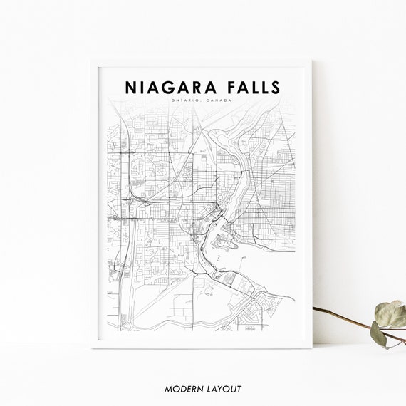 Niagara Falls Canada Map Print, Ontario Travel Poster