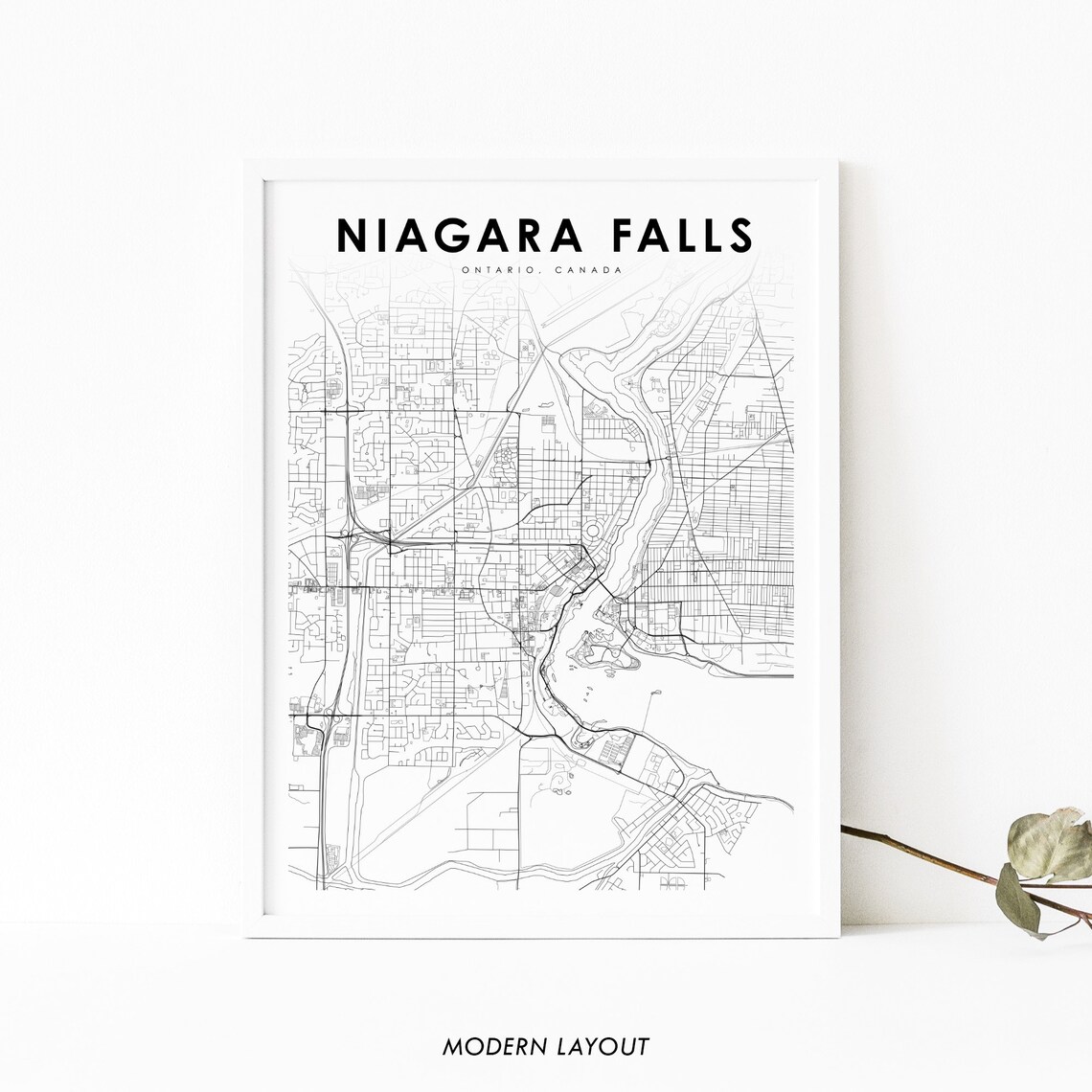 Niagara Falls Canada Map Print, Ontario Travel Poster