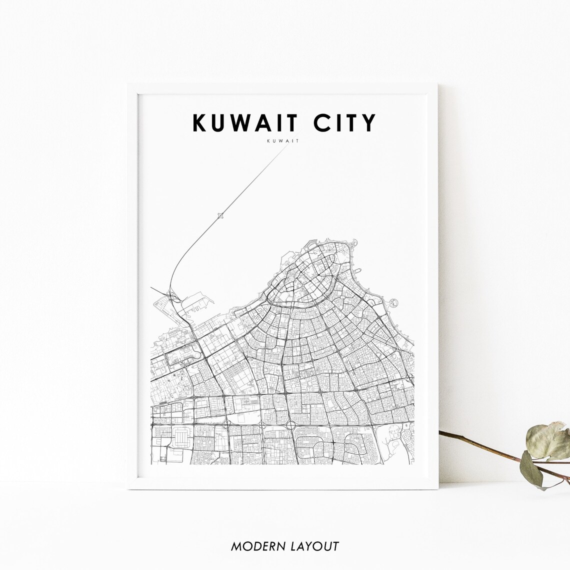 Kuwait City Map Print, Nursery Room Wall Decor