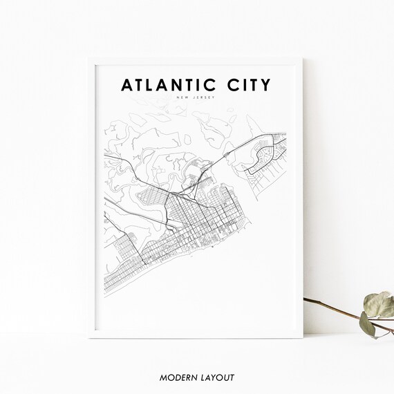 Atlantic City New Jersey Minimalist Street Map Modern Layout Art Print