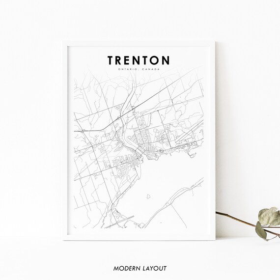 Trenton Ontario Canada Minimalist City Street Map Decor Wall Art