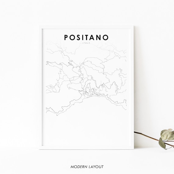 Positano Italy Map Print Italia Art Poster Amalfi Salerno City Street Road Nursery Room Wall Office Decor
