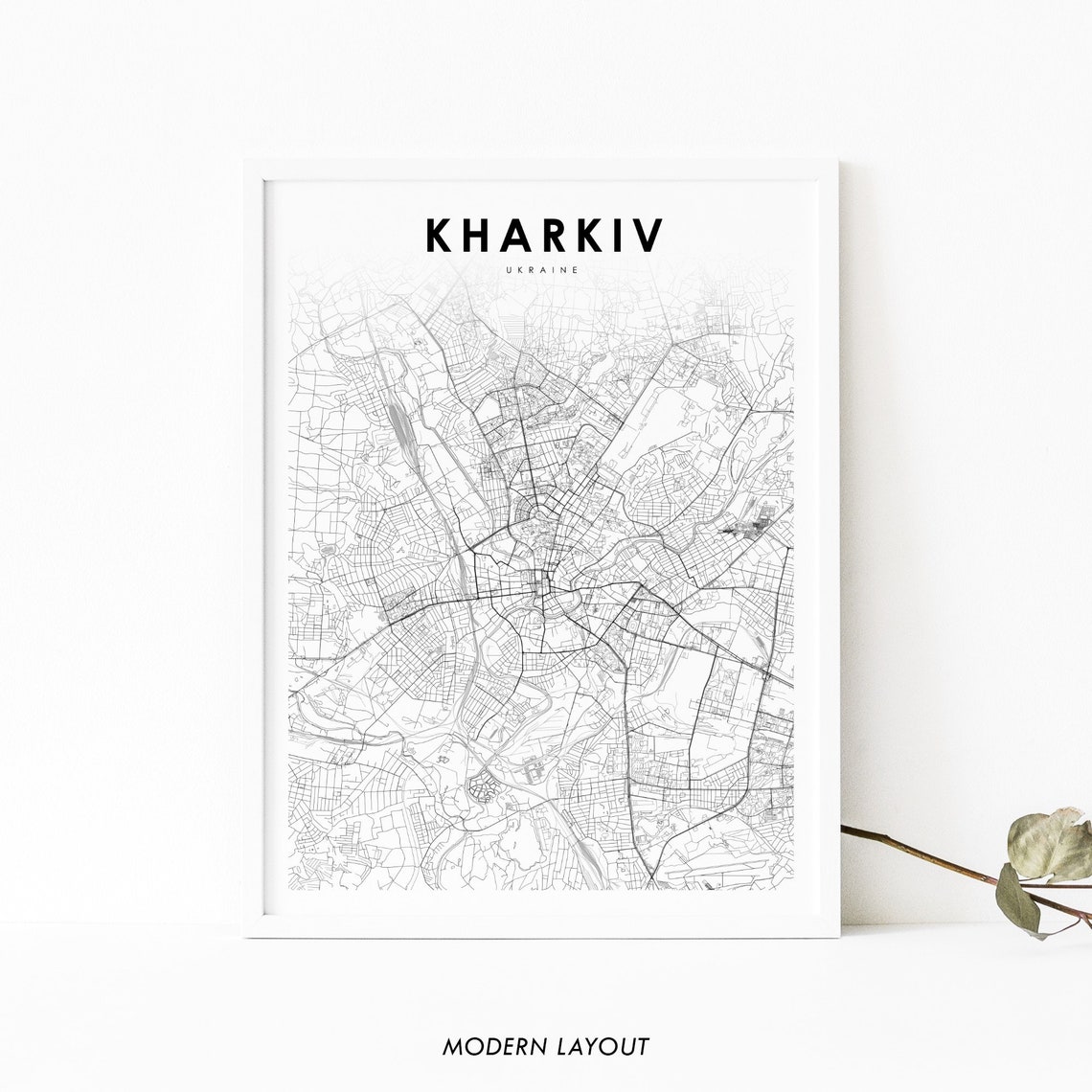 Kharkiv Ukraine Minimal City Street Map Modern Urban Grid Poster