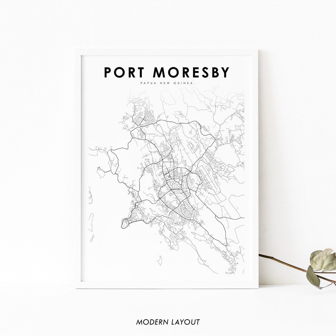Port Moresby Papua New Guinea Minimalist City Street Map Poster