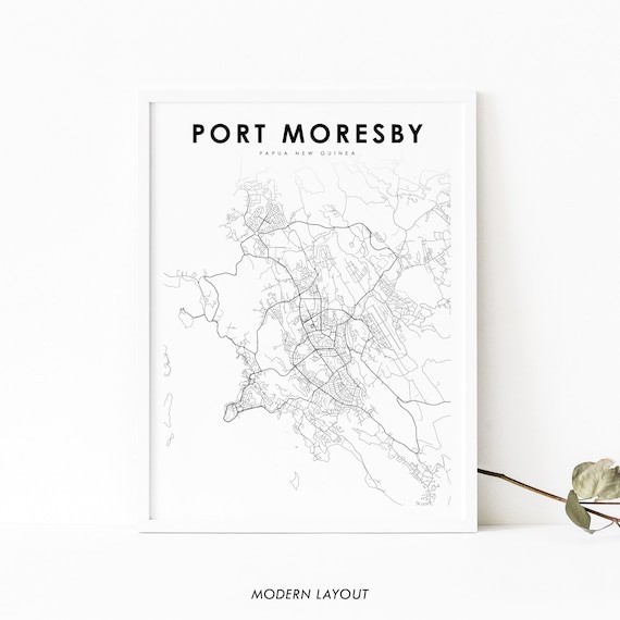 Port Moresby Papua New Guinea Minimalist City Street Map Poster