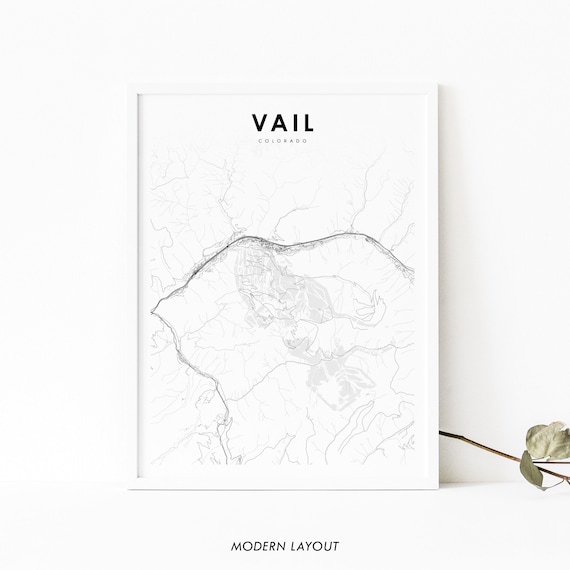 Vail Co Map Print Colorado Usa Art Poster Eagle County City Street Road Nursery Room Office Wall Decor