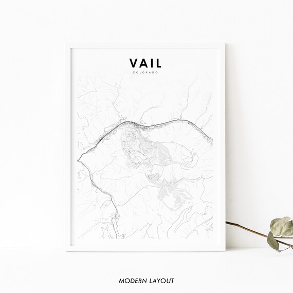 Vail Colorado Street Map Minimalist Black and White Layout Poster