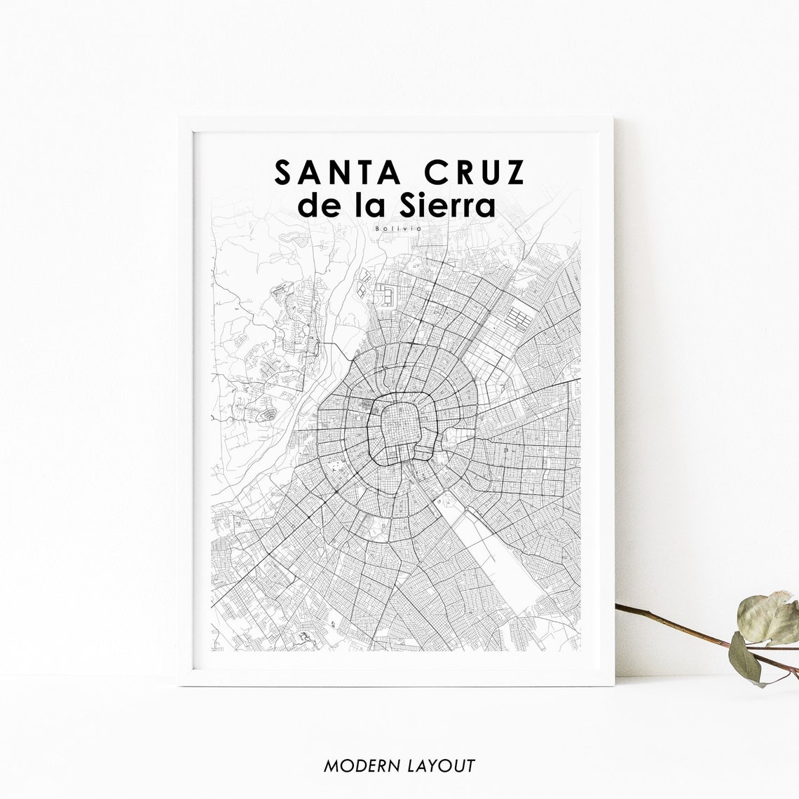 Santa Cruz de la Sierra Bolivia Minimalist Line Art City Map Poster
