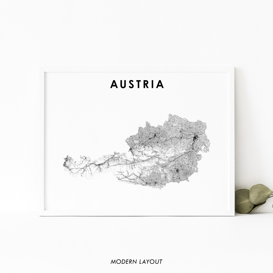 Austria Map Print, Nursery Room Wall Office Decor