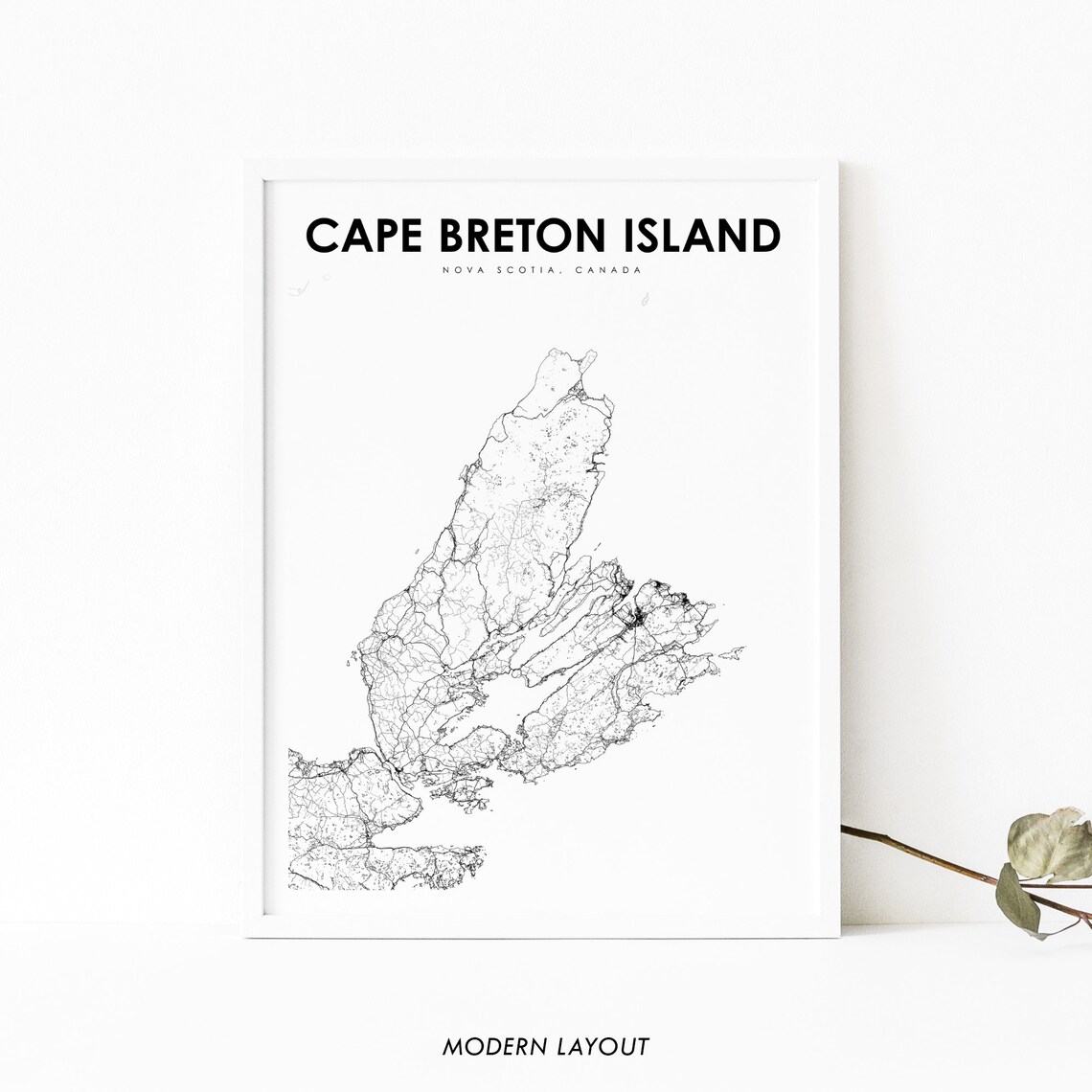 Cape Breton Island Map Art Print, Sydney Nova Scotia
