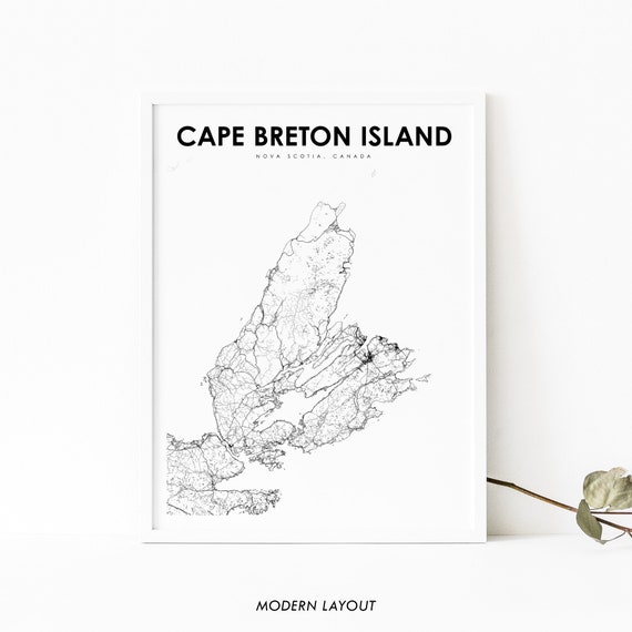 Cape Breton Island Map Art Print, Sydney Nova Scotia