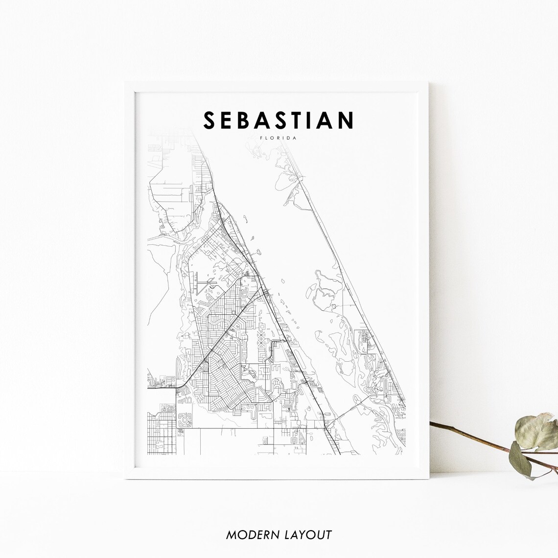 Sebastian FL Map Print, Florida City Street Poster