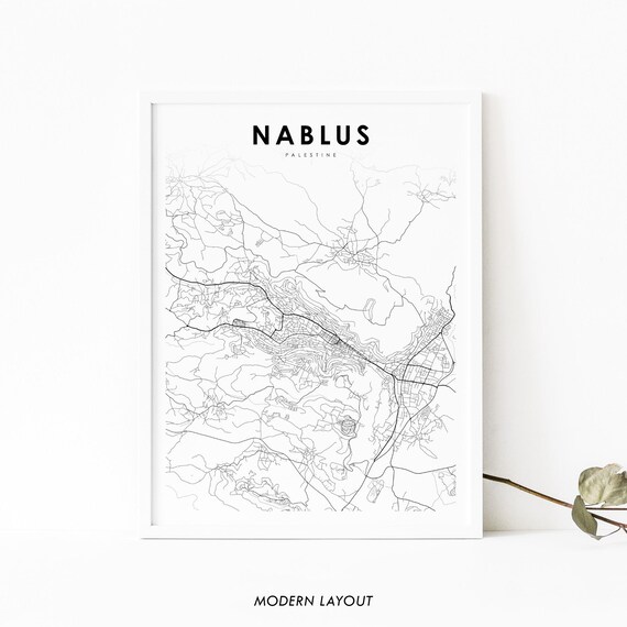 Nablus Palestine Minimalist Street Map Poster Modern Decor Art