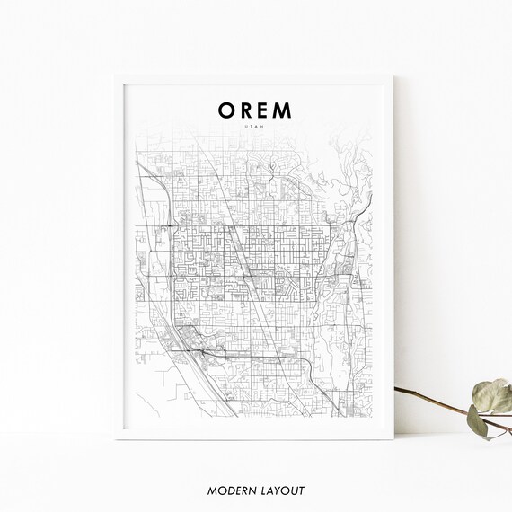 Orem Ut Map Print Utah Usa Art Poster Provoorem Salt Lake City Street Road Nursery Room Wall Office Decor