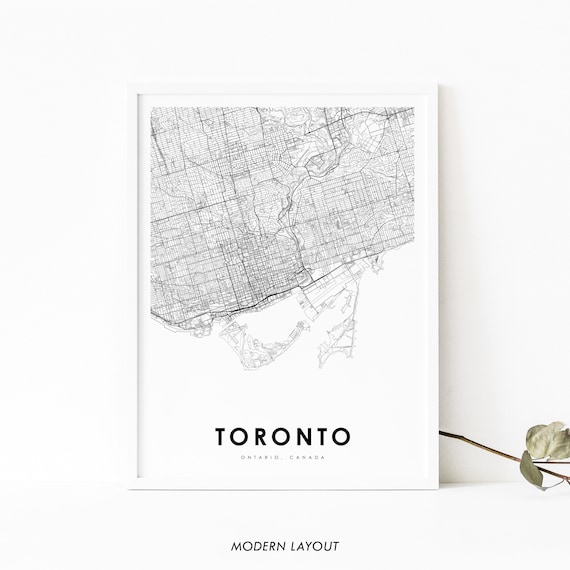 Toronto Ontario Canada Black and White City Street Map Art Poster