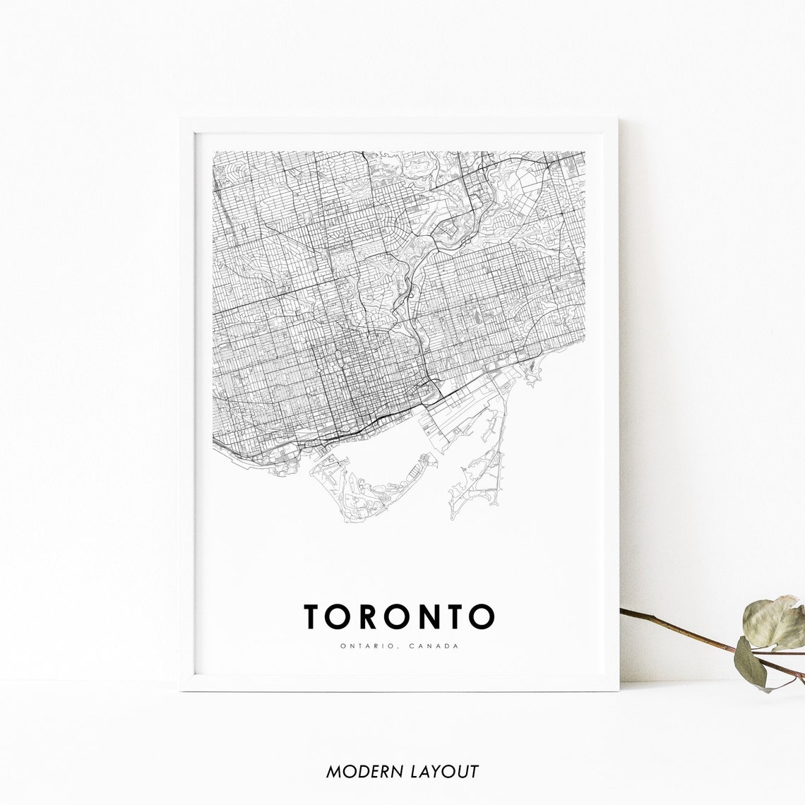 Toronto Ontario Canada Black and White City Street Map Art Poster