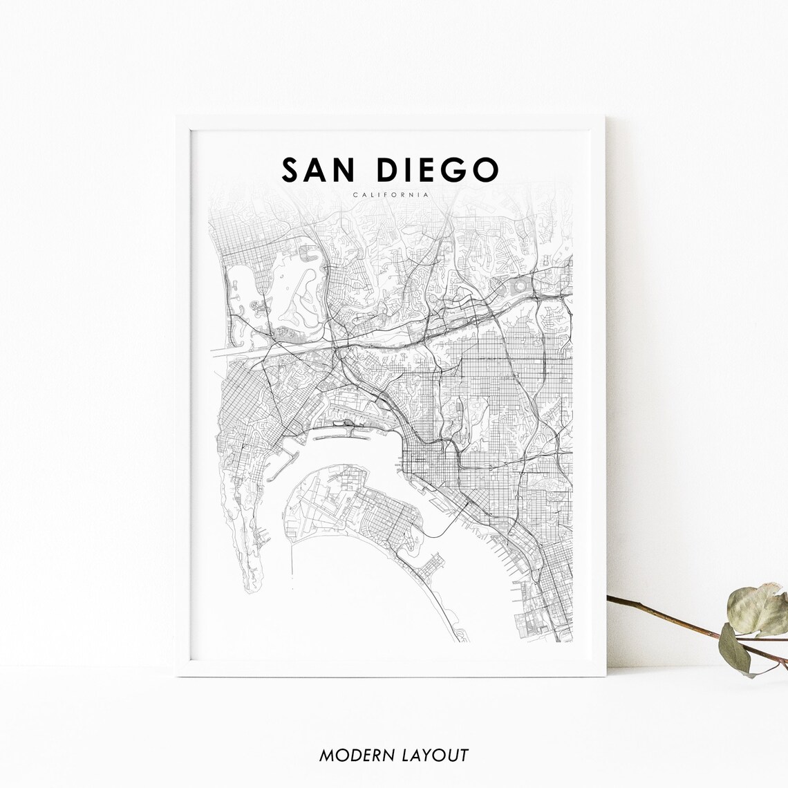 San Diego CA Map Print, Nursery Room Wall Art