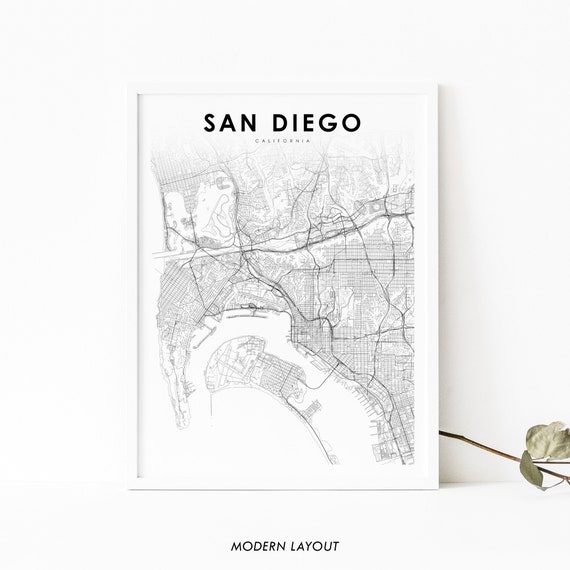 San Diego CA Map Print, Nursery Room Wall Art