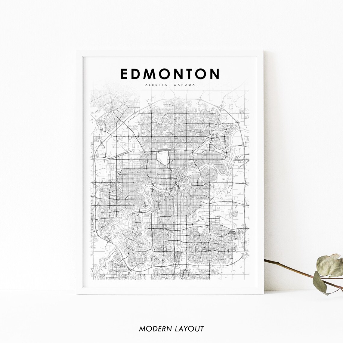 Edmonton Alberta Map Print, Canada City Poster