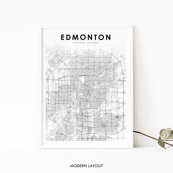 Edmonton Alberta Map Print, Canada City Poster