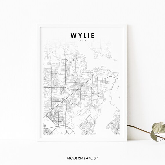 Wylie Texas Black Minimalist Hometown City Street Map Art Print