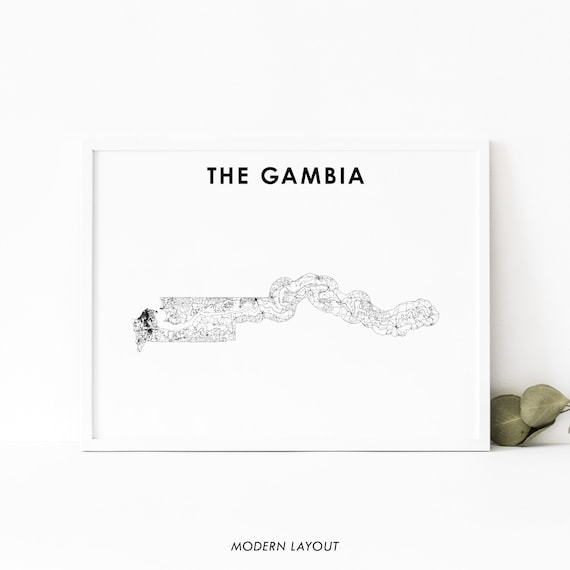 The Gambia Map Print Road Art Poster Serrekunda Serekunda Banjul West Africa Nursery Room Wall Office Decor