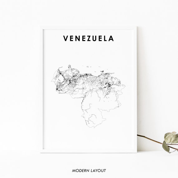 Venezuela Map Print, Caracas Country Road Poster