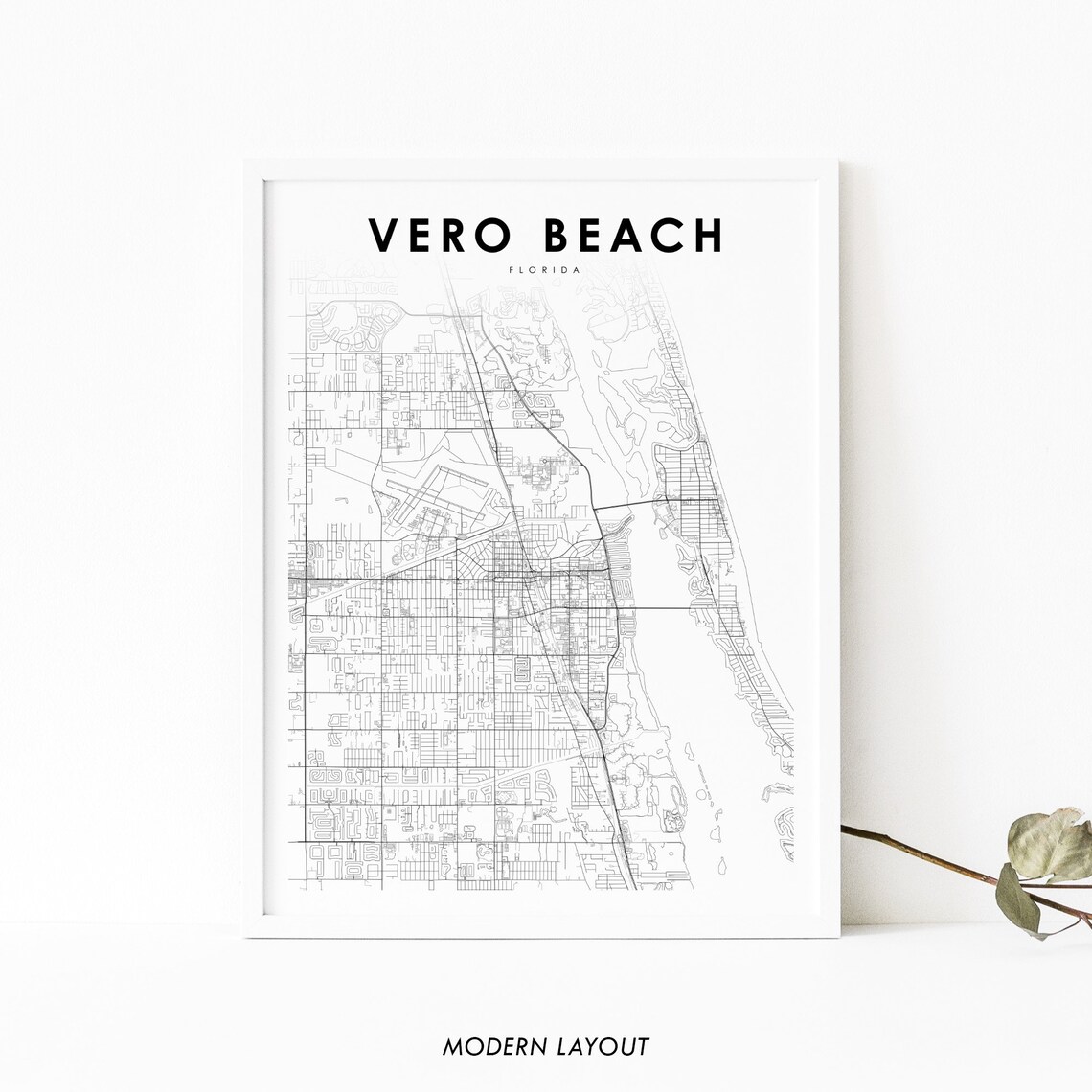 Vero Beach FL Map Print, Florida Travel Poster