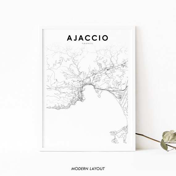 Ajaccio France Map Print Art Poster Corsica Aiacciu Corse City Street Road Nursery Room Wall Office Decor
