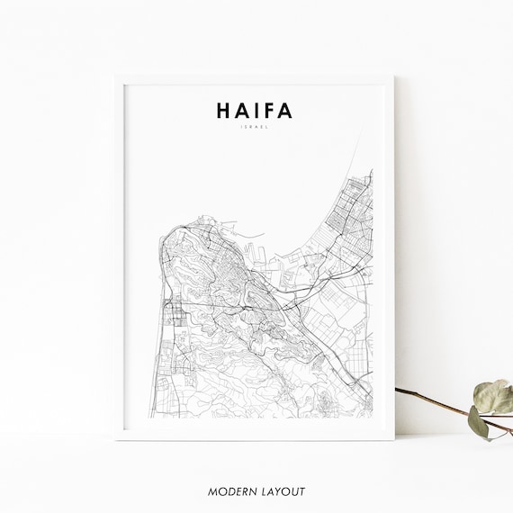 Haifa Israel Map Print Art Poster Hefa Hayfa City Street Road Nursery Room Wall Office Decor