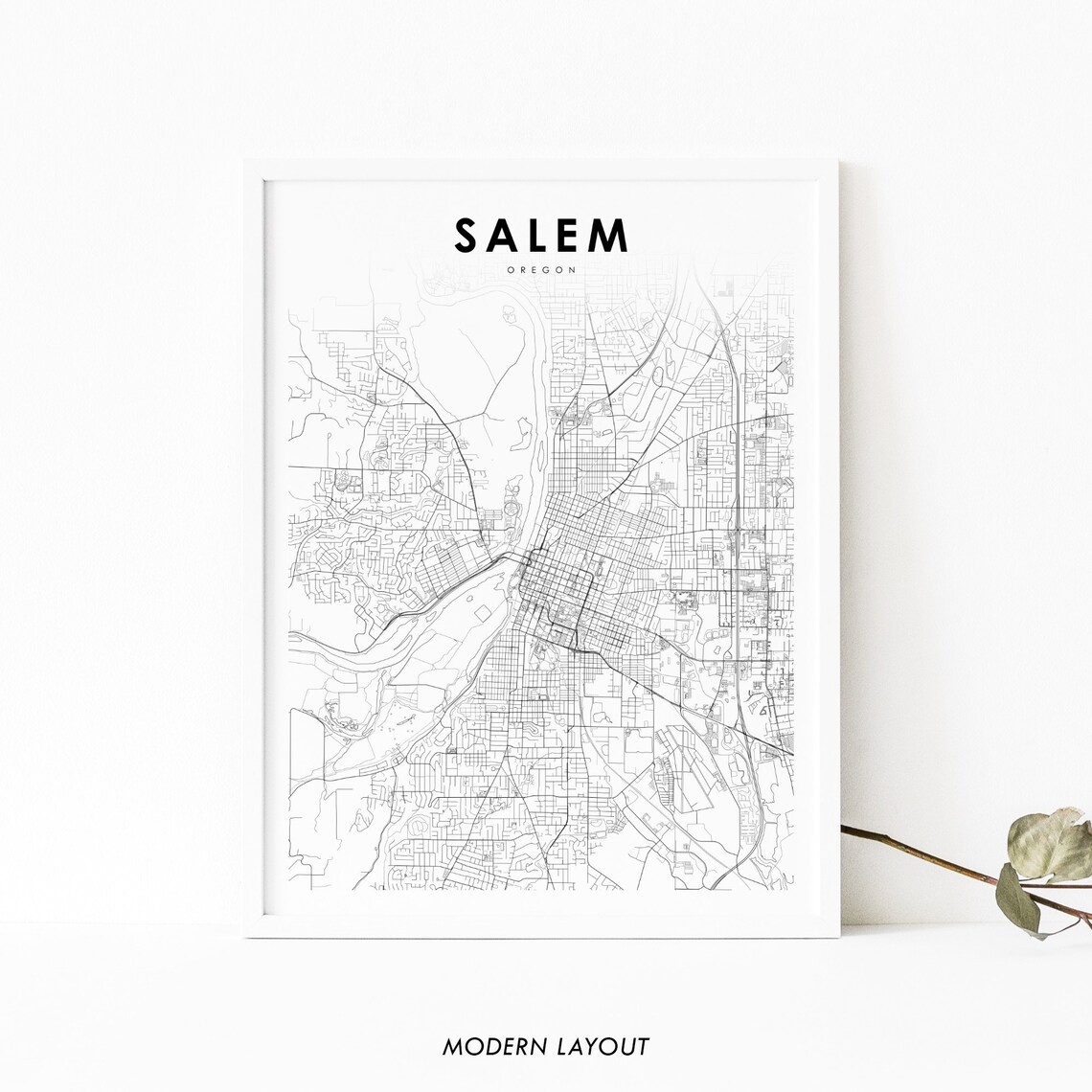 Salem, Oregon Map Poster for Nursery Decor