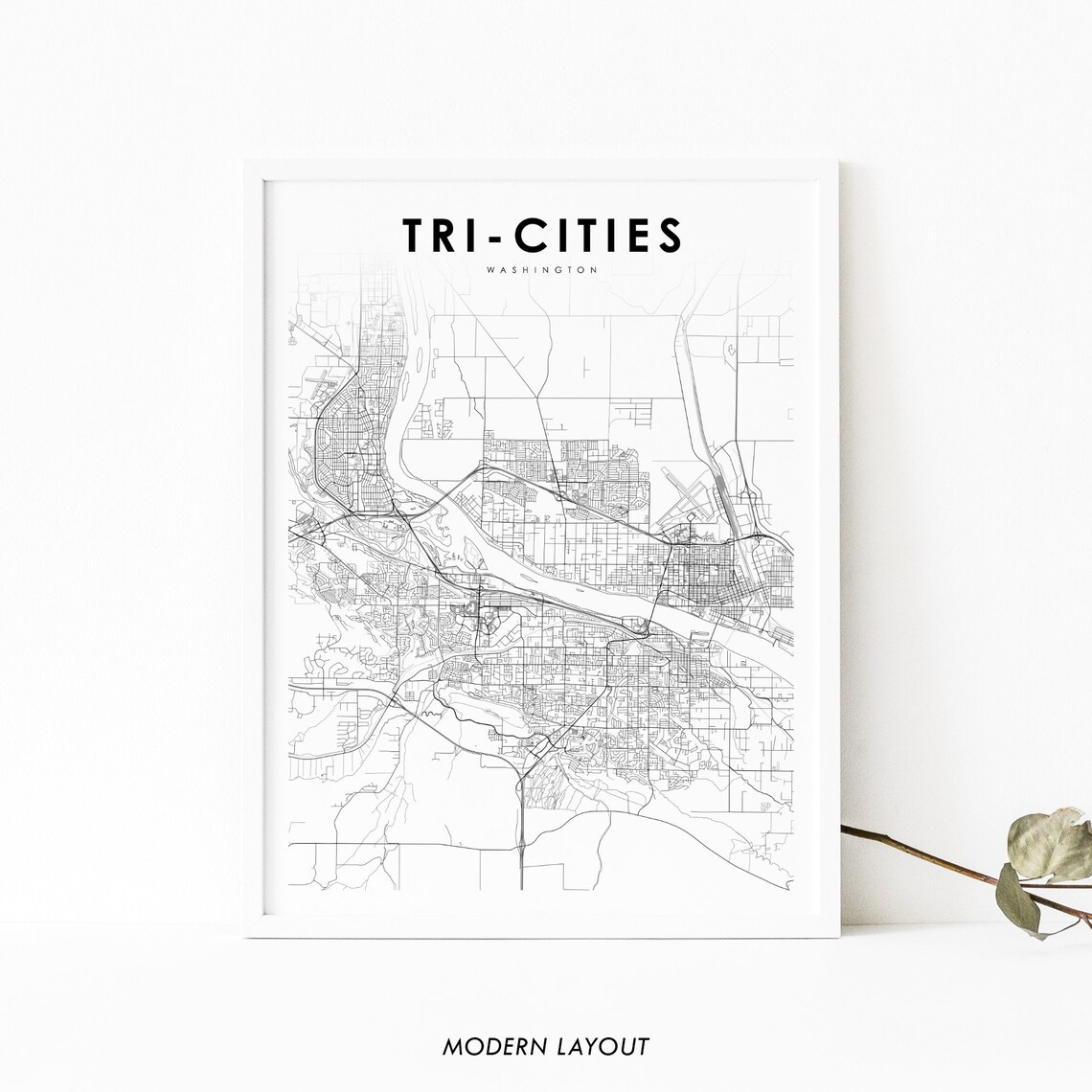 Tri-Cities, WA Map Print, Washington Travel Poster