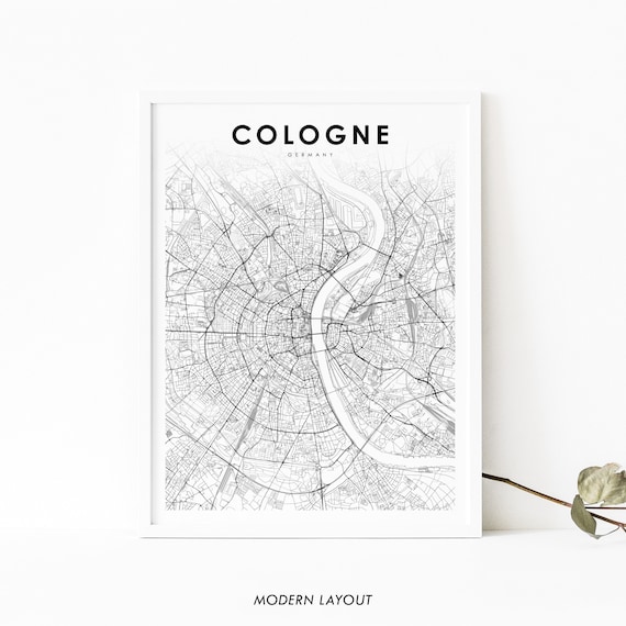 Cologne Germany Map Print, Nursery Room Decor