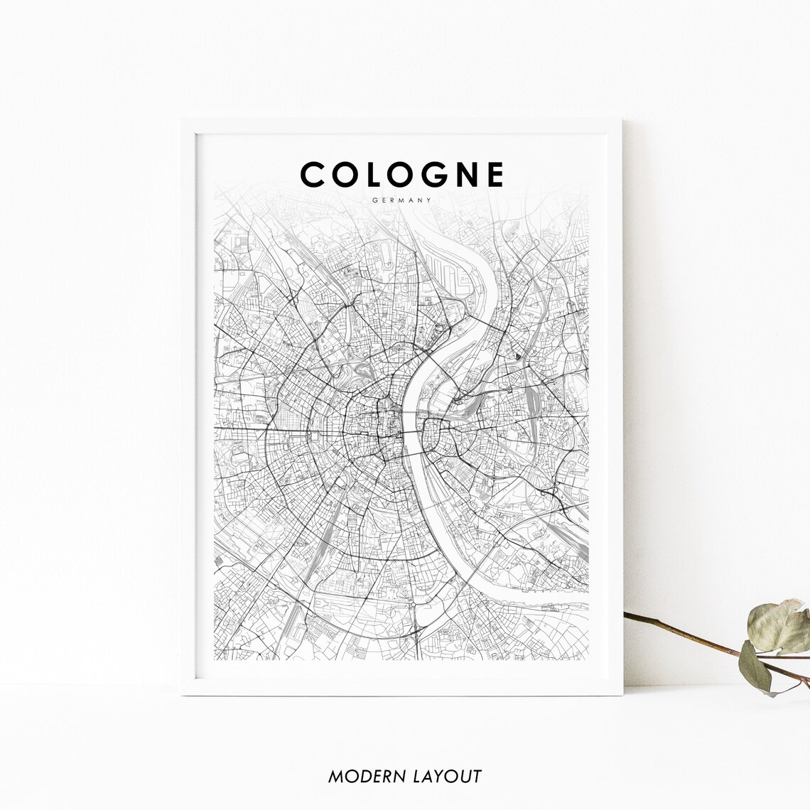 Cologne Germany Map Print, Nursery Room Decor