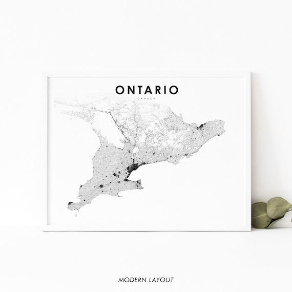 Ontario Canada Road Map Line Art Minimalist Modern Wall Poster