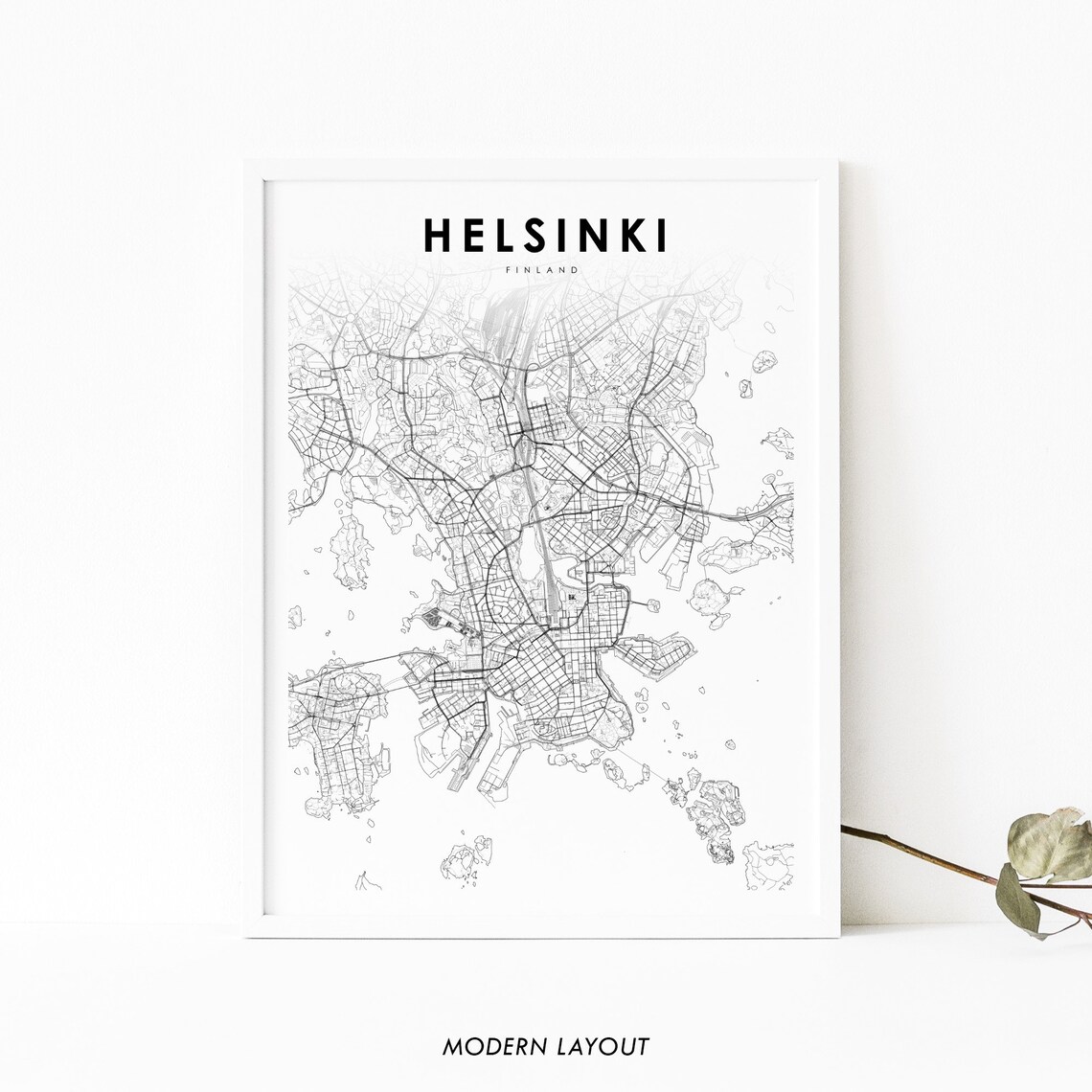 Helsinki Finland Map Print, Nursery Room Wall Decor