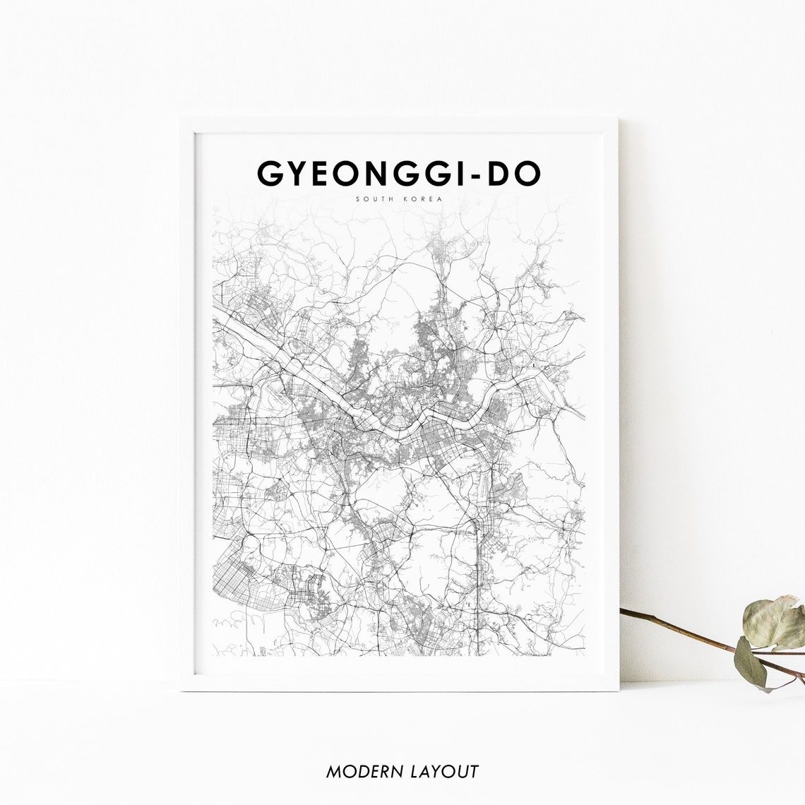 Gyeonggi-do South Korea Regional Map Minimalist Black White Poster
