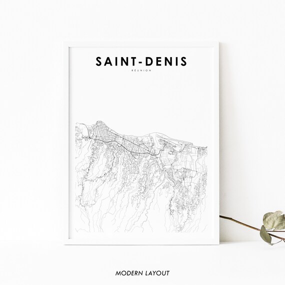 Saintdenis Reunion Map Print Runion Art Poster La City Street Road Nursery Room Office Wall Decor