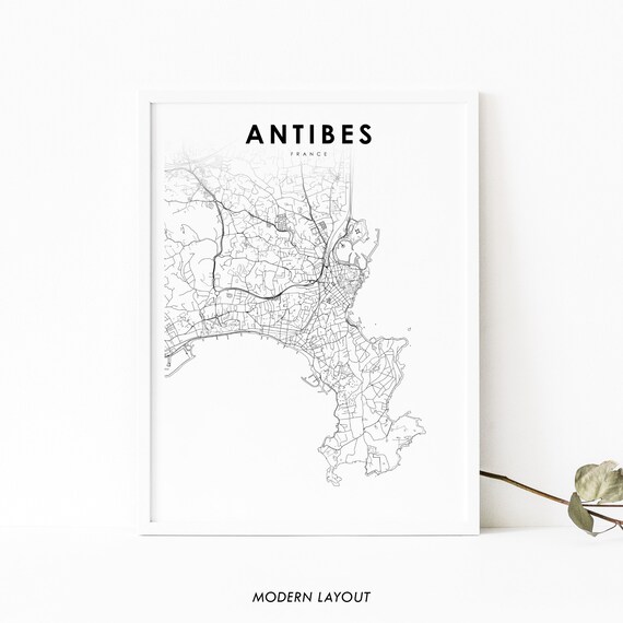 Antibes France Map Print Art Poster Antbol Alpescte Dazur City Street Nursery Room Wall Office Decor