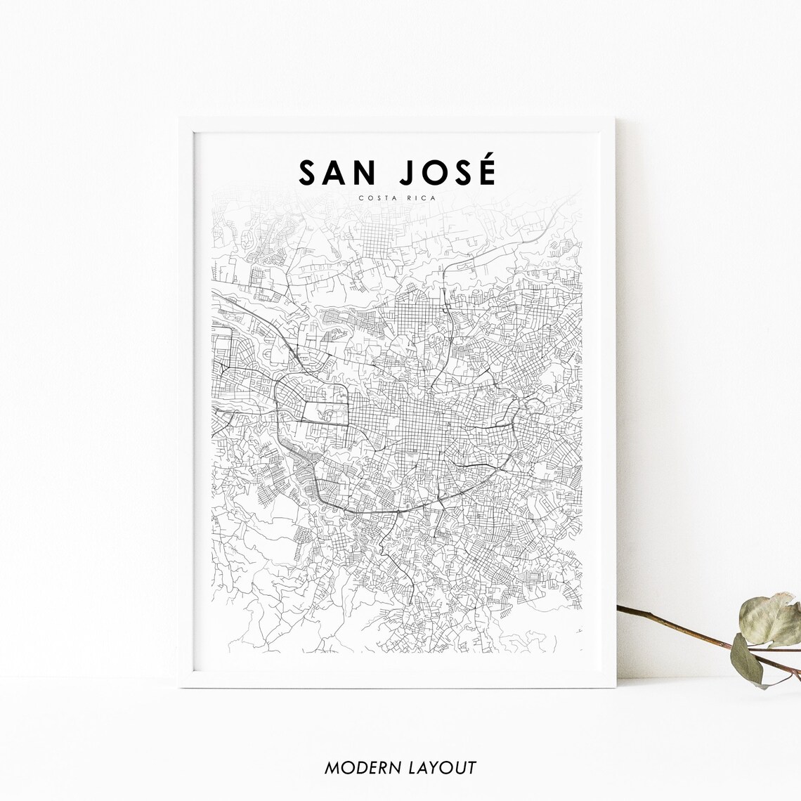 San Jose Costa Rica Minimal Street Map City Art Travel Poster