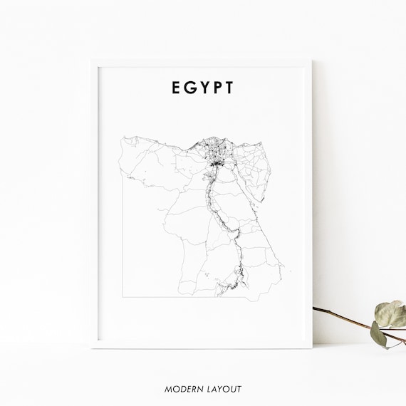 Egypt Minimalist Country Road Map Modern Line Art Travel Poster
